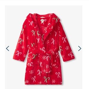 New Hatley Fleece Christmas Candy cane Robe Kids Large (6-7)
